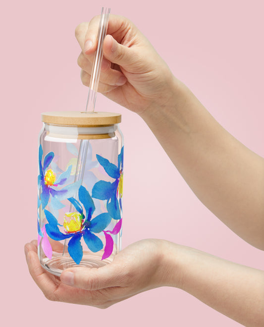 Sipper Glass 16oz | Orchid Bloom